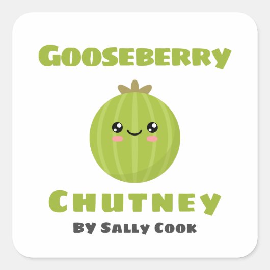 Autocollant carré de chutney de gooseberry (Devant)