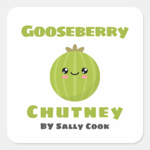 Autocollant carré de chutney de gooseberry