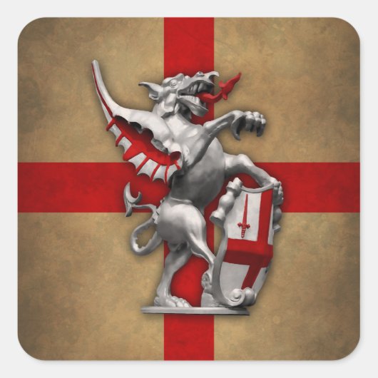 Autocollant carré de City of London Dragon (Devant)