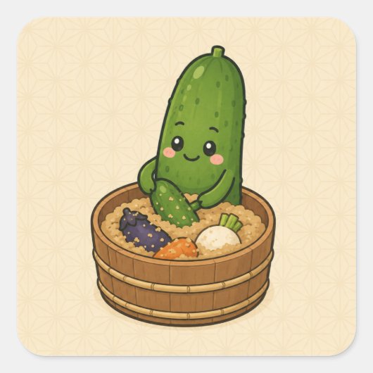 Autocollant carré de concombre Nukazuke (Devant)