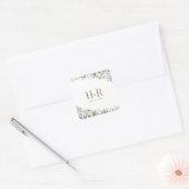 Autocollant carré de date de mariage à monogramme (Enveloppe)