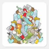 Autocollant Carré de déchets de poubelles (Devant)