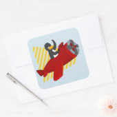 Autocollant carré de dessin animé volant (Enveloppe)