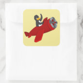 Autocollant carré de dessin animé volant (Sac)