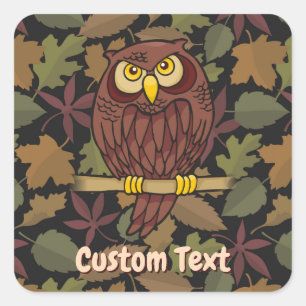 Autocollant Carré de dessin de hibou