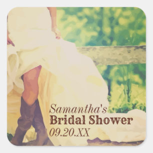 Autocollant carré de douche de mariage de Texas Br