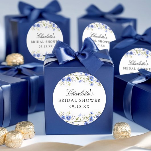 Autocollant carré de Fête de Mariage Floral Aquare