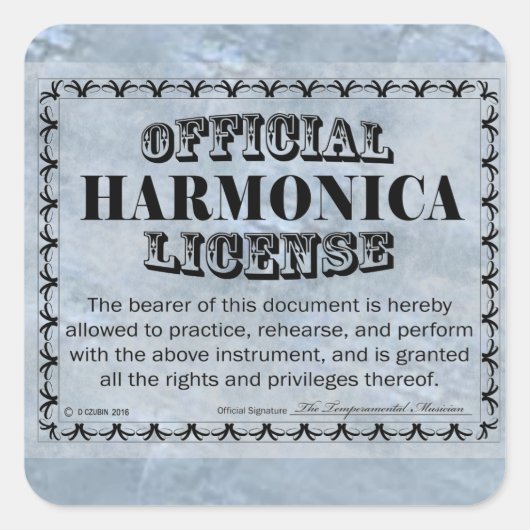 Autocollant Carré de licence Harnonica (Devant)