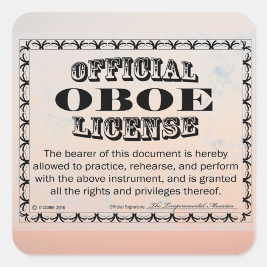 Autocollant Carré de licence Oboe (Devant)