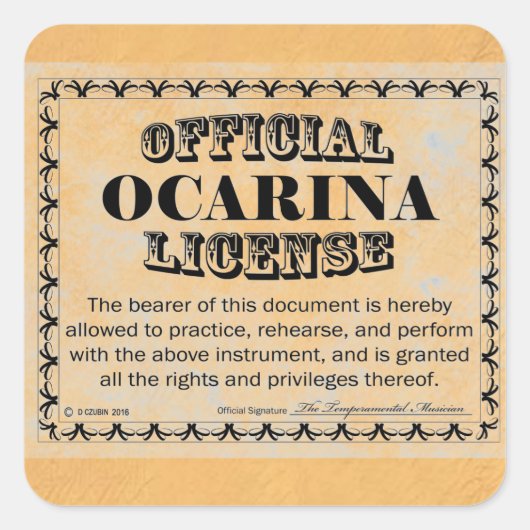 Autocollant Carré de licence Ocarina (Devant)