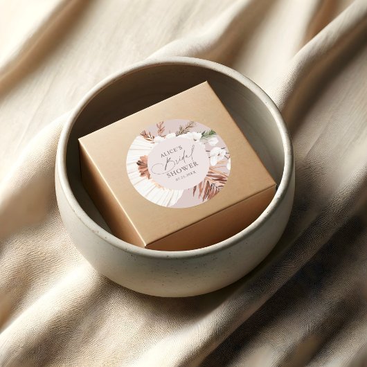 Autocollant carré de mariage aux feuilles de palmi