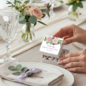 Autocollant carré de mariage floral violet