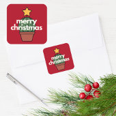 Autocollant carré de Noël de cactus joyeux moderne