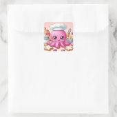 Autocollant carré de pieuvre de cuisson mignon (Sac)