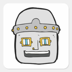 Autocollant Carré de tête de robot