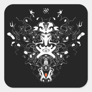 Autocollant carré de totem psychédélique v2