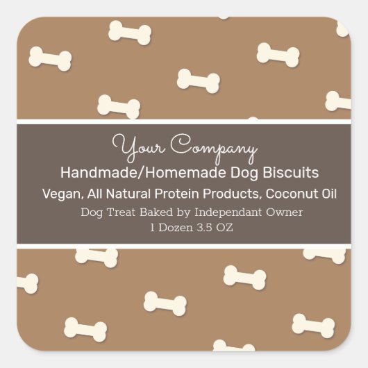 Autocollant Carré de traitement artisanal Biscuit (Devant)