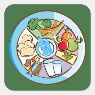 Autocollant carré des groupes alimentaires