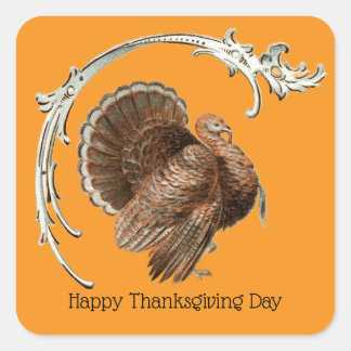 Autocollant carré dinde vintage