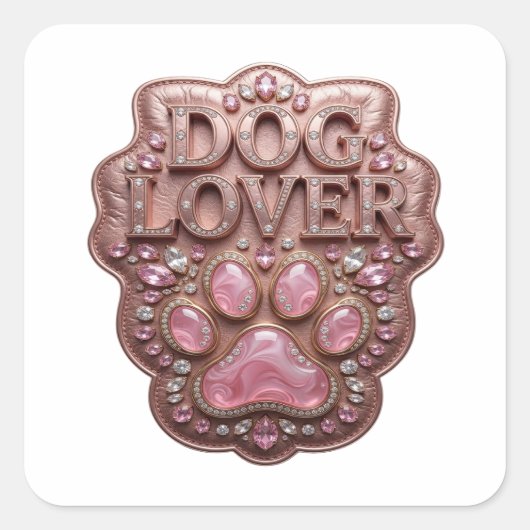 Autocollant carré DOG LOVER Or épluchable (Devant)