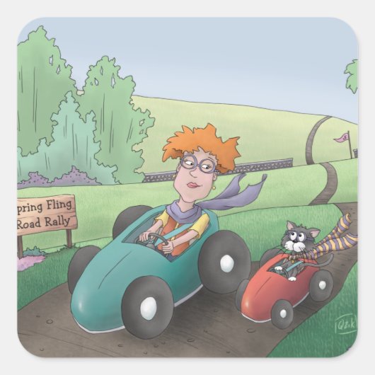 Autocollant Carré du Rallye Cat Lady Road (Devant)