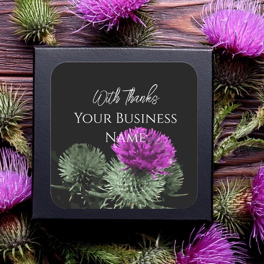 Autocollant Carré écossais de Merci de chardon