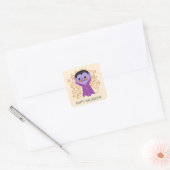 Autocollant Carré Éffrayant Retro Halloween Dracul (Enveloppe)