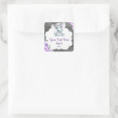 Autocollant Carré Eléphant Étiquette violet (Sac)