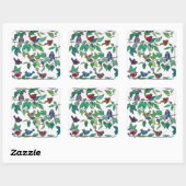 Autocollant Carré Feuille et oiseaux (Feuille)