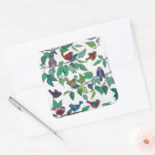 Autocollant Carré Feuille et oiseaux (Enveloppe)