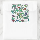 Autocollant Carré Feuille et oiseaux (Sac)