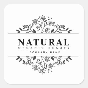 Autocollant carré Floral de beauté biologique et c