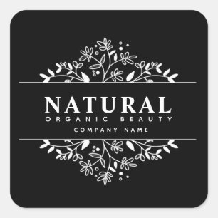 Autocollant carré Floral de beauté biologique et c