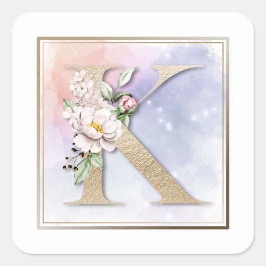 Autocollant Carré floral K Monogram Burgundy (Devant)