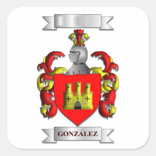 Autocollant carré Gonzalez Nom de famille et blaso