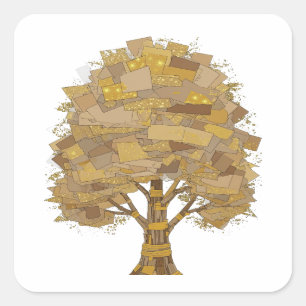 Autocollant carré gris ARBRE DE LA CONNAISSANCE