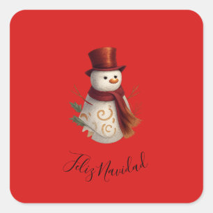 Autocollant carré Joyeux Noël - Feliz Navidad