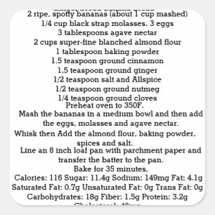 Autocollant Carré libre Gluten Pain de Banane Gin