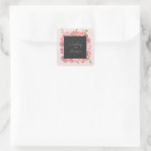 Autocollant Carré Mariage rose floral (Sac)