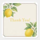 Autocollant Carré Merci citron aquarelle (Devant)