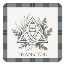 Autocollant carré Merci Tartan celtique écossais