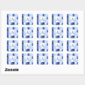 Autocollant carré monogramme Ancres (Feuille)