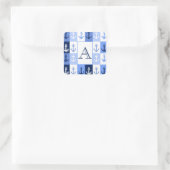 Autocollant carré monogramme Ancres (Sac)