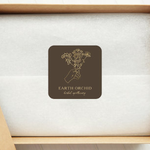 Autocollant carré or Apothicaire Herbal + Floral G