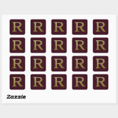 Autocollant Carré or Lettre R (Feuille)