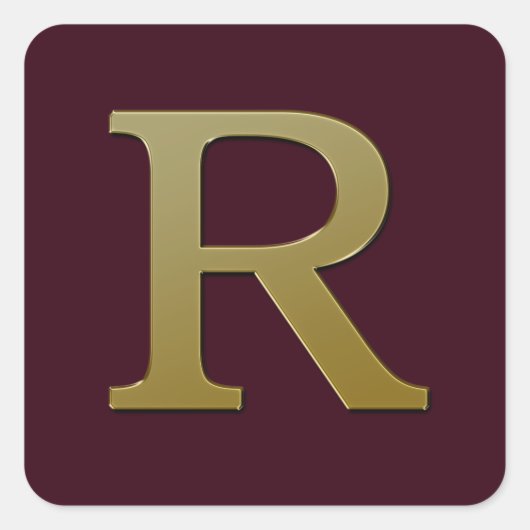 Autocollant Carré or Lettre R (Devant)