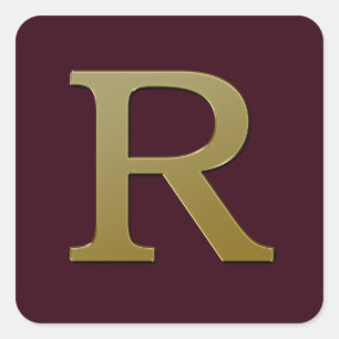 Autocollant Carré or Lettre R