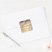 Autocollant Carré or Quinceanera Rose (Enveloppe)