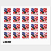 Autocollant carré patriotique d'aigle chauve améri (Feuille)