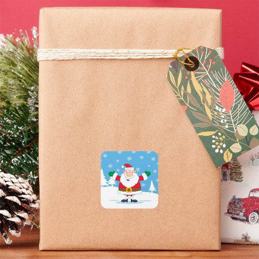 Autocollant Carré Père Noël d'hiver